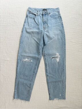 Uniqlo Light Blue High Rise Ripped Jeans